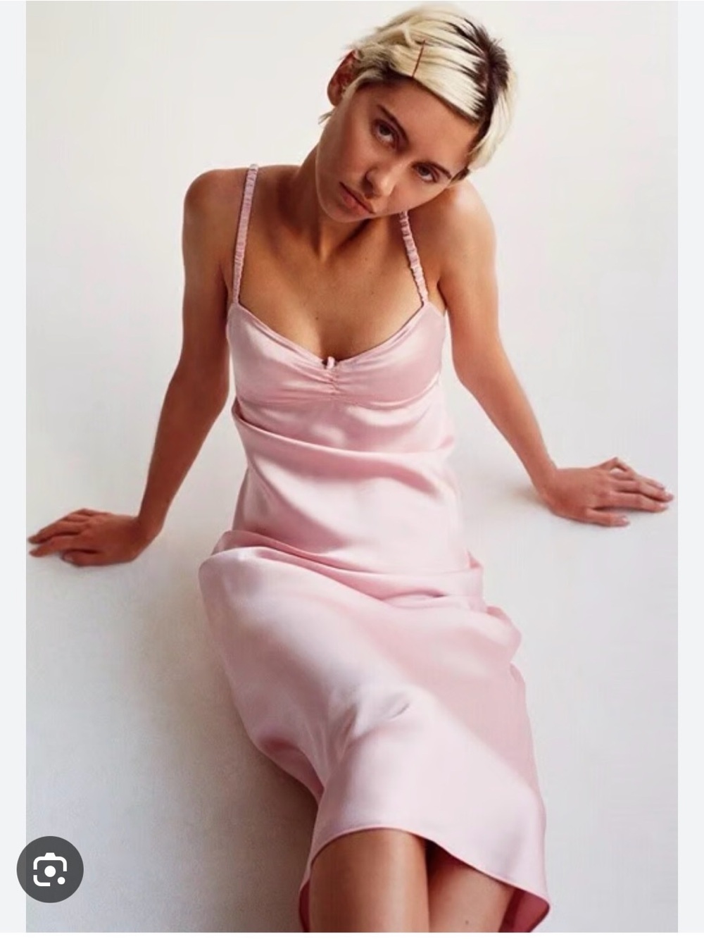 Zara Pink Satin Slip Dress